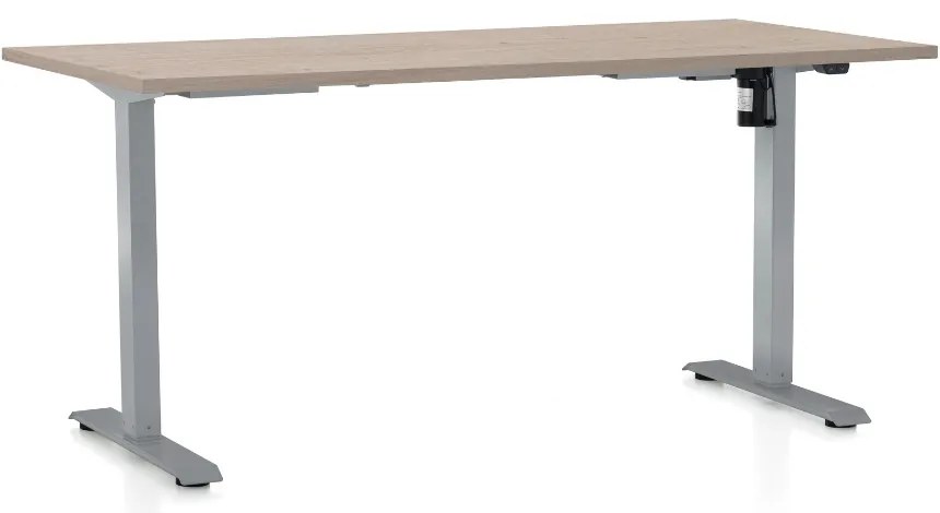 Masa inaltime reglabila OfficeTech A, 160 x 80 cm, bază gri, stejar