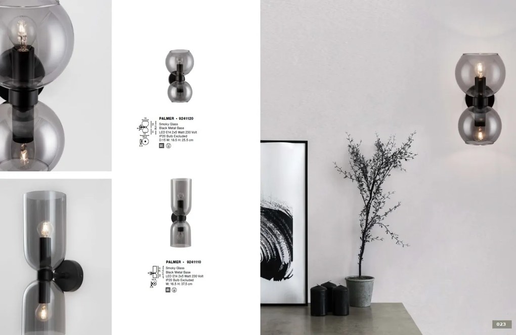 Lustra cu 3 pendule modern PALMER fumuriu