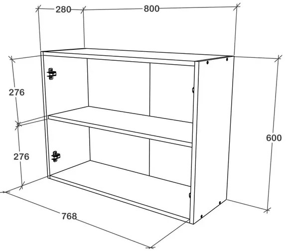 Corp Superior Karo, 2 Usi, cu sticla, Antracit/Alb, 80 x 30 x 60 cm