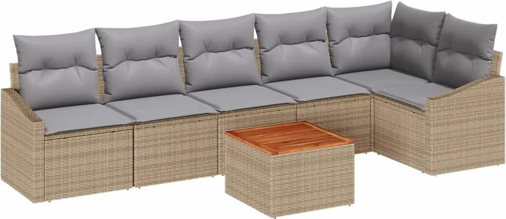 vidaXL Set de canapele pentru grădină 7 pcs Beige și gri deschis