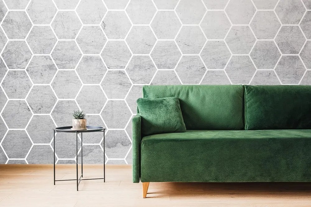 Tapet model hexagonal gri