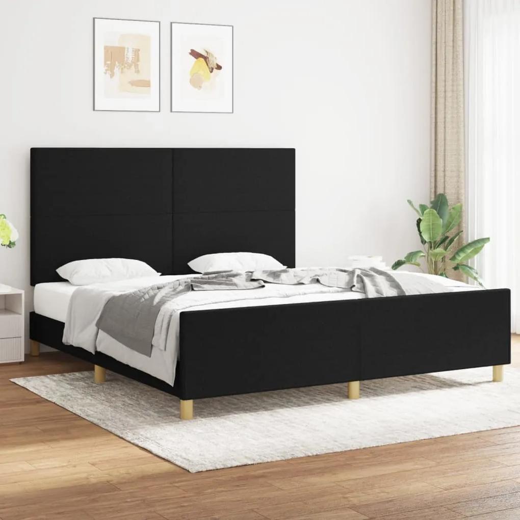 3124913 vidaXL Cadru de pat cu tăblie, negru, 180x200 cm, textil