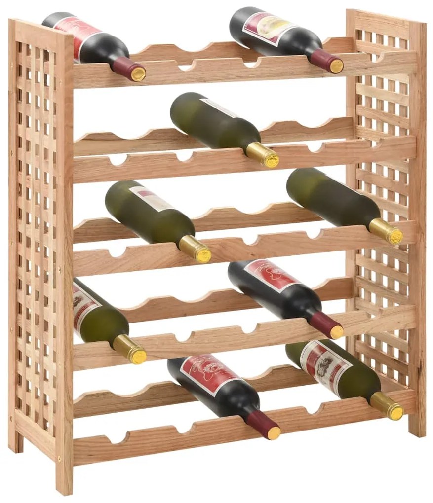 247101 vidaXL Suport sticle vin pentru 25 sticle, 63x25x73 cm, lemn masiv nuc