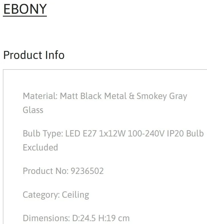 Plafoniera LED design decorativ EBONY Smokey Gray, NVL-9236502