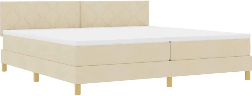 vidaXL Pat cu arc LED cu saltea cu led Crem 200 x 200 cm țesătură