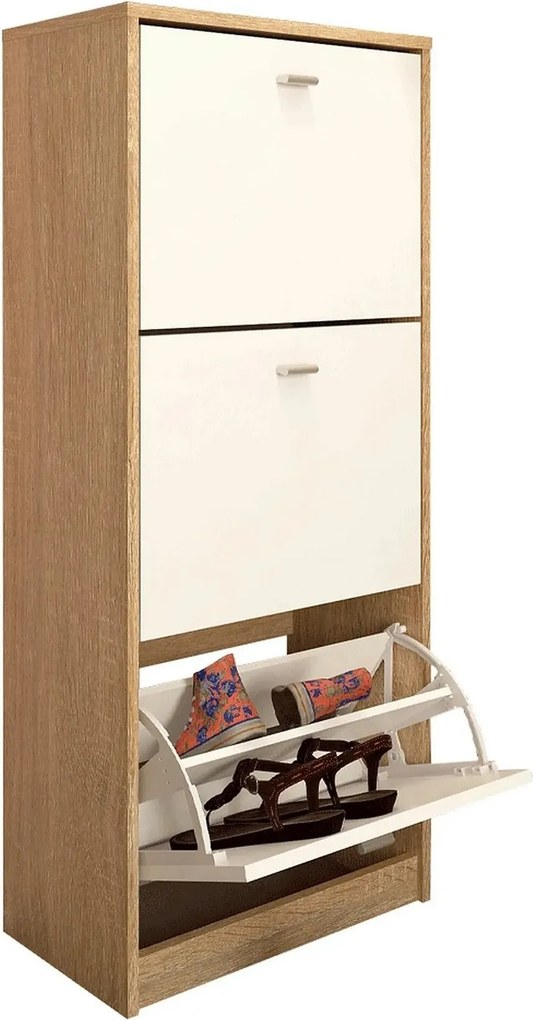 Pantofar VIVAT NEW TYP 2, alb/stejar sonoma, PAL melaminat, 50x28x116