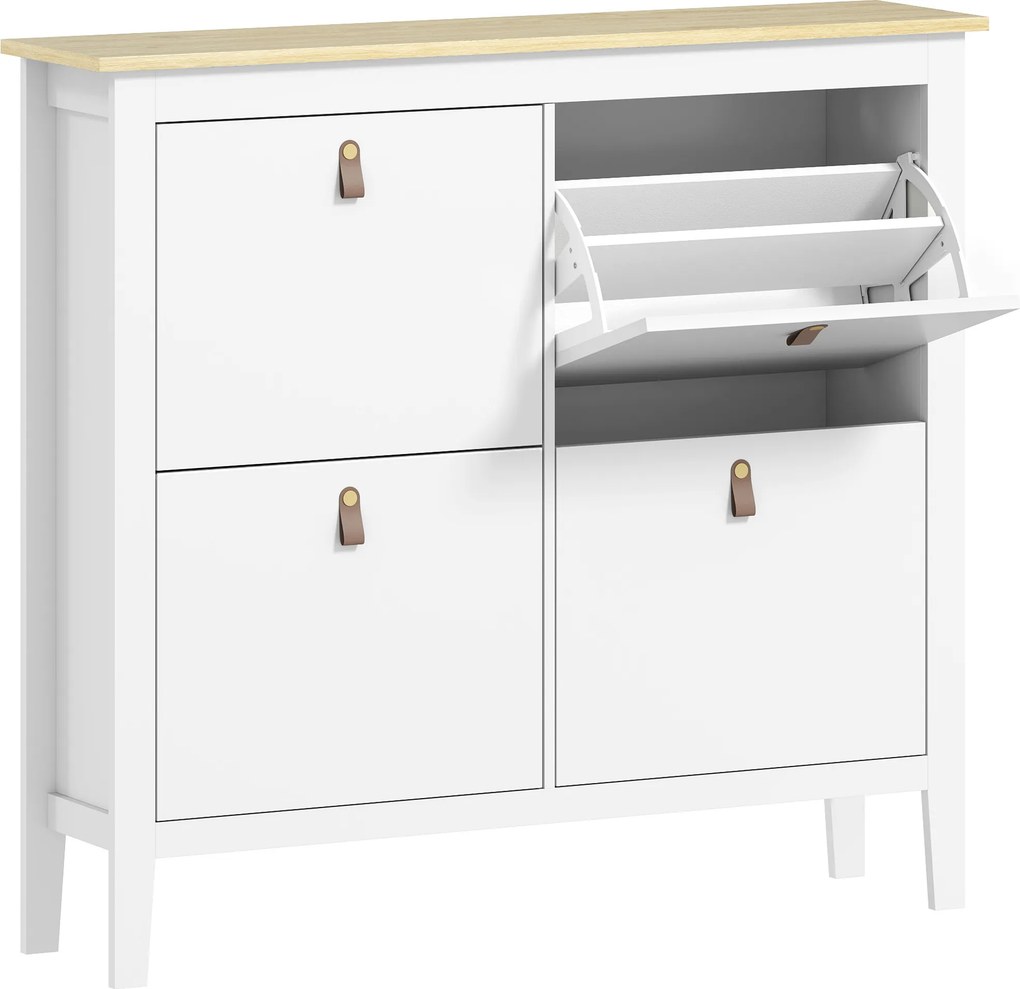 HOMCOM Pantofar Slim cu 4 Sertare pentru 20 Perechi de Pantofi, Mărime EU44 și Separatoare Reglabile, 105x24x95,5 cm, Alb | Aosom Romania