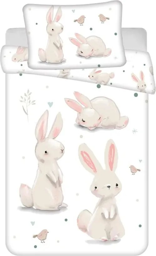 Lenjerie de pat din bumbac pentru patut BUNNIES albă Dimensiune lenjerie de pat: 40 x 60 cm | 100 x 135 cm