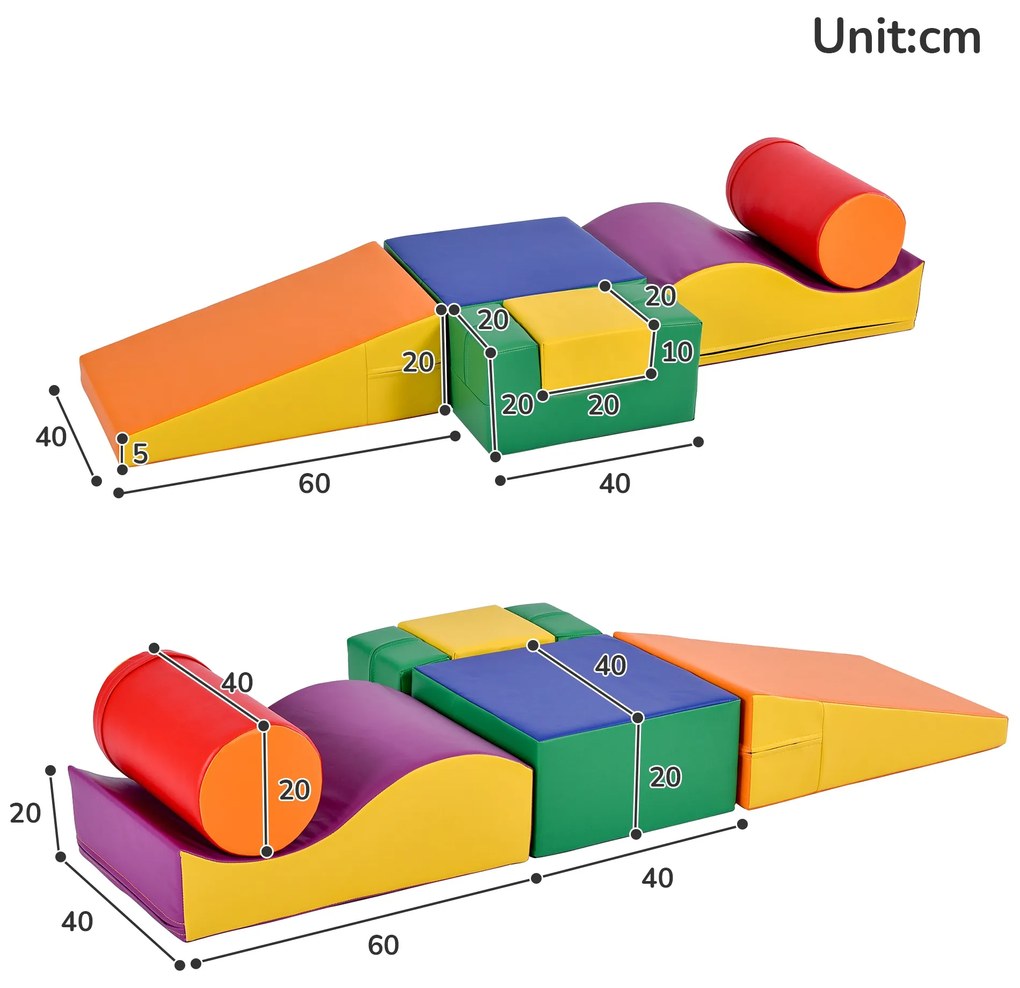Set de 6 Blocuri Mari de Construcție, Multicolor | Aosom Romania