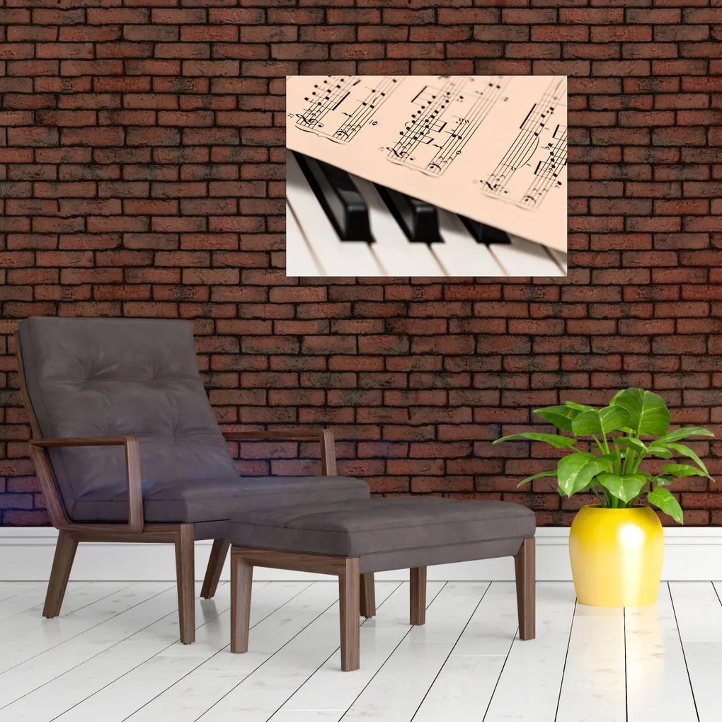 Tablou cu pian și notele muzicale (70x50 cm)