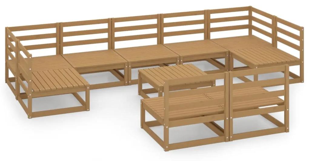 3076167 vidaXL Set mobilier de grădină, 10 piese, lemn masiv pin
