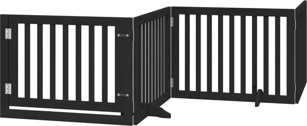 vidaXL Poartă câini pliabilă cu ușă 4 panouri negru, 320 cm, lemn plop
