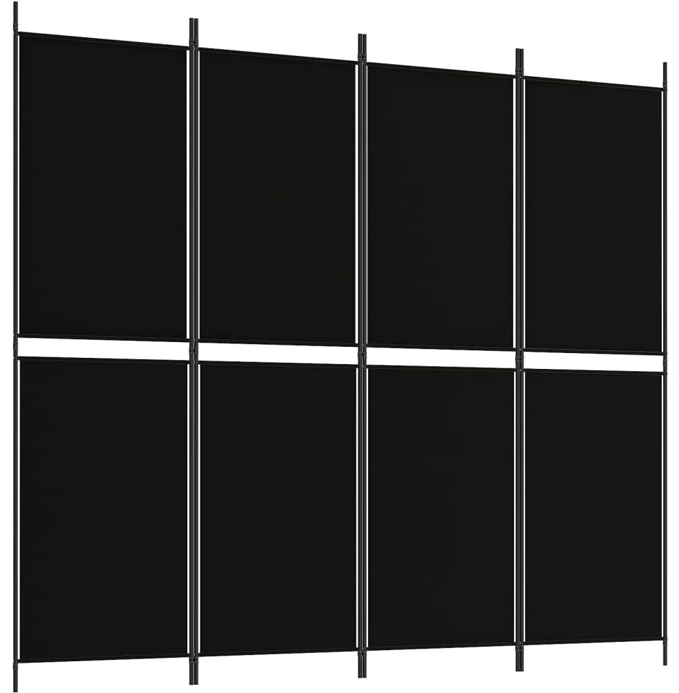 350217 vidaXL Paravan de cameră cu 4 panouri, negru, 200 x 180 cm, textil
