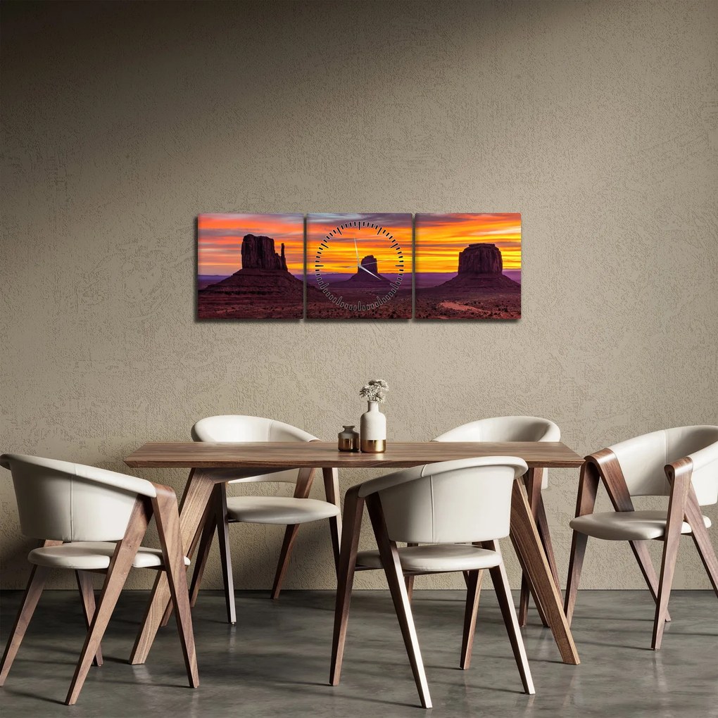 Tablou - Monumentul Valley în Arizona (cu ceas) (90x30 cm)