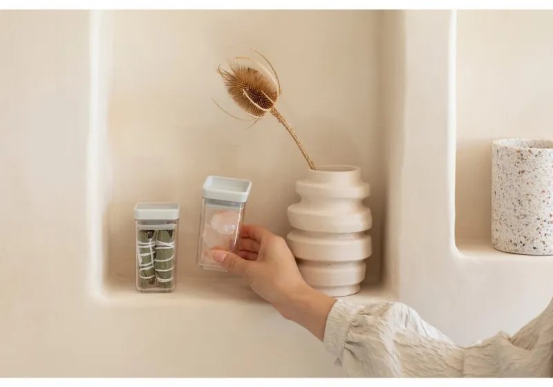 Set 2 borcane pentru condimente Brabantia Tasty+ Stackable 1008884, 150 ml, Fara BPA, Capac, Transparent/Gri deschis