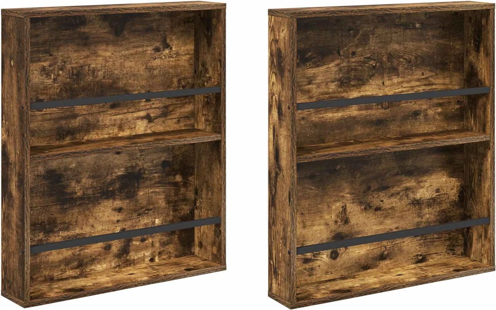 vidaXL Raft pentru reviste 2 pcs Stejar fumuriu 60 x 12 x 70 cm