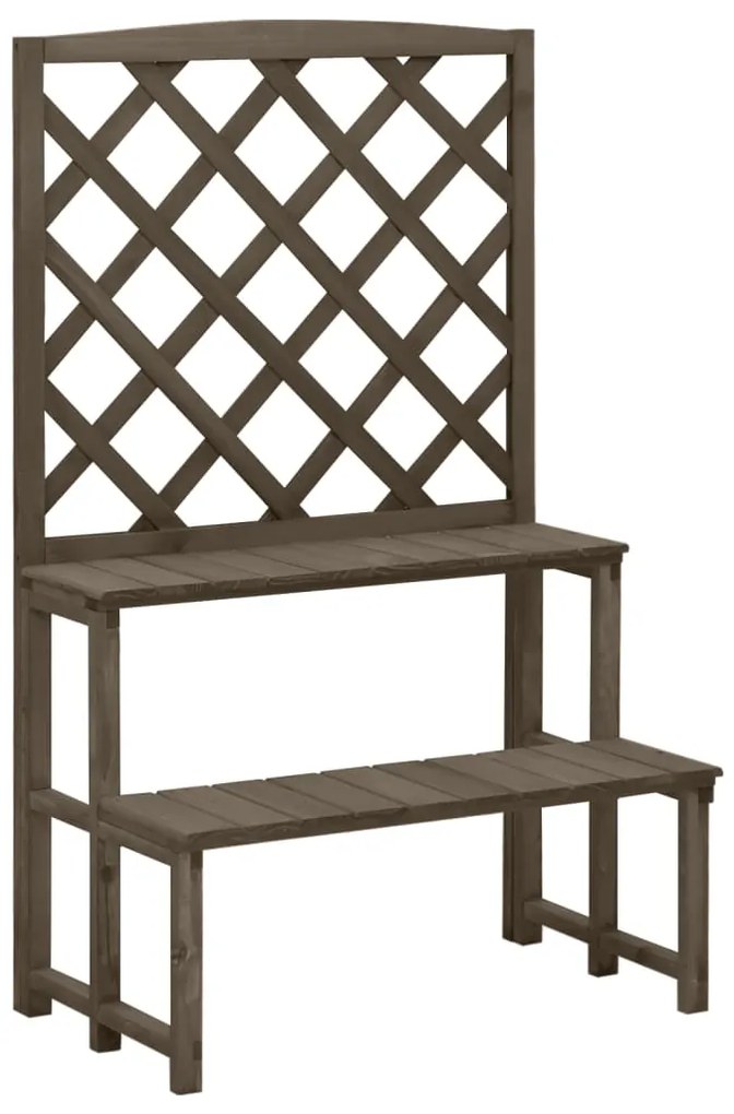 vidaXL Suport plante cu spalier, gri, 70x42x115 cm, lemn masiv de brad