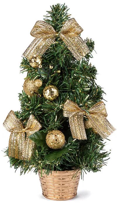 Brăduleţ de Crăciun decorat, 30 cm, auriu