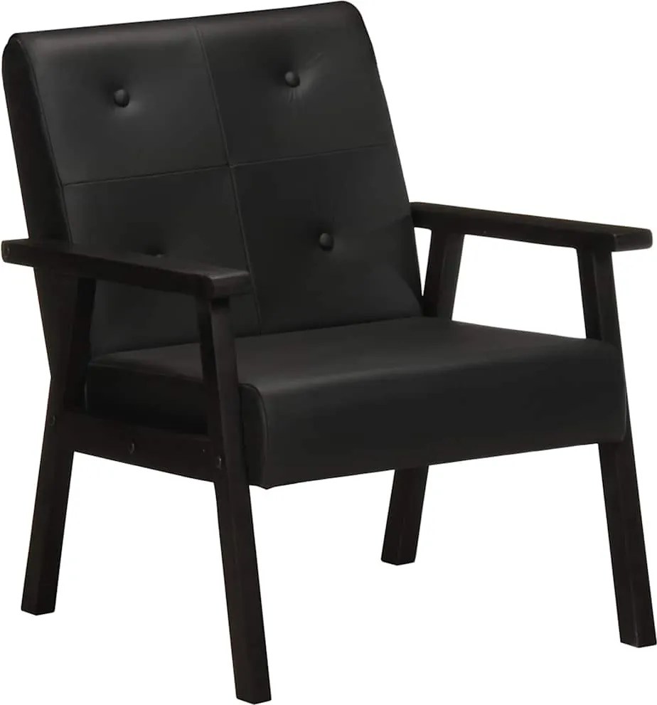 vidaXL Fotoliu, negru, piele naturală