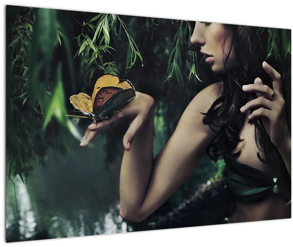 Tablou - Femeia grațioasă cu fluture (90x60 cm)