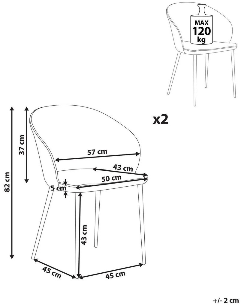 Set 2 buc scaune de sufragerie Masza (bej). 1081288