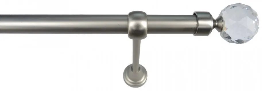 Galerie simpla 25 MM - fara inele - KULA CRISTAL CROM MAT (Alege marime: 160 cm)