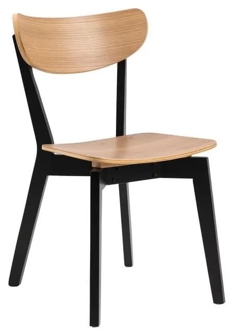 Scaun de dining cu elemente în decor de stejar Actona Roxby, negru