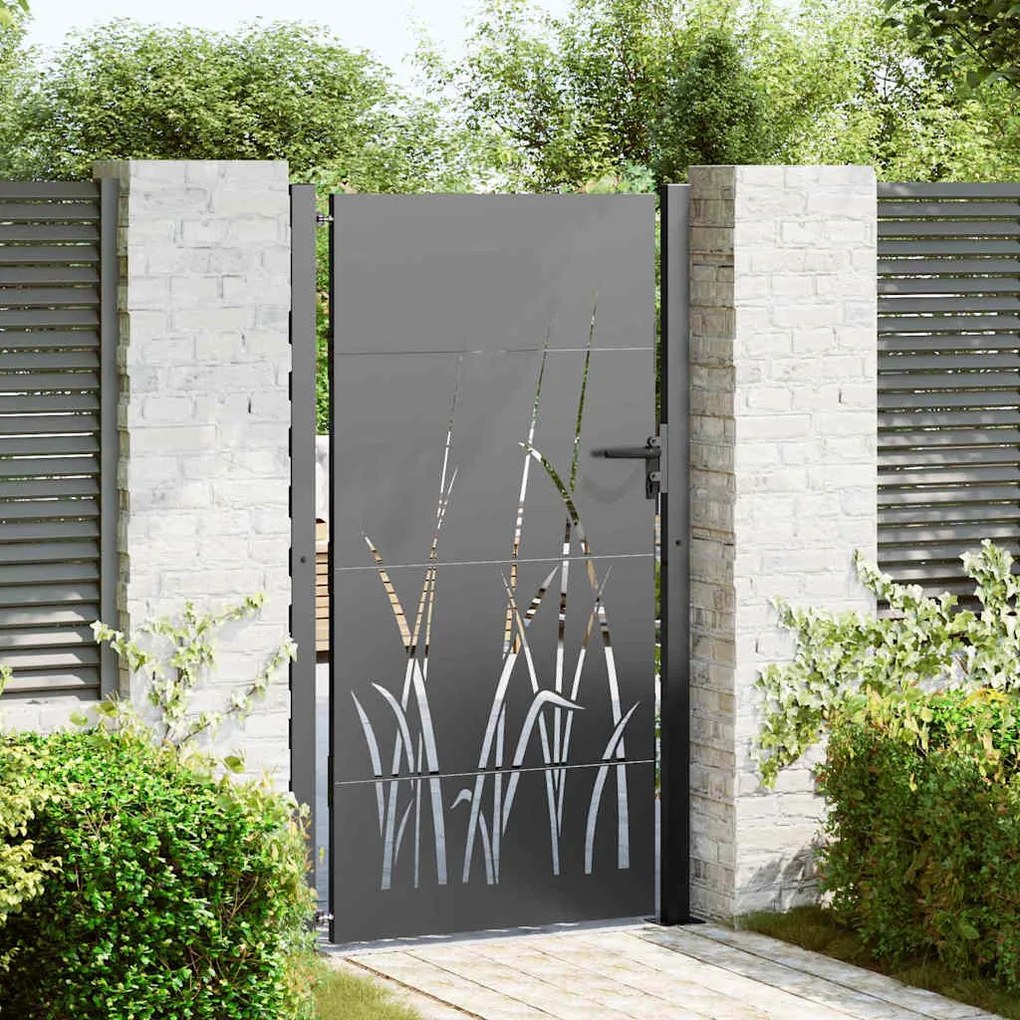 vidaXL Poartă de grădină Negru 105 x 175 cm Oțel vopsit în pulbere