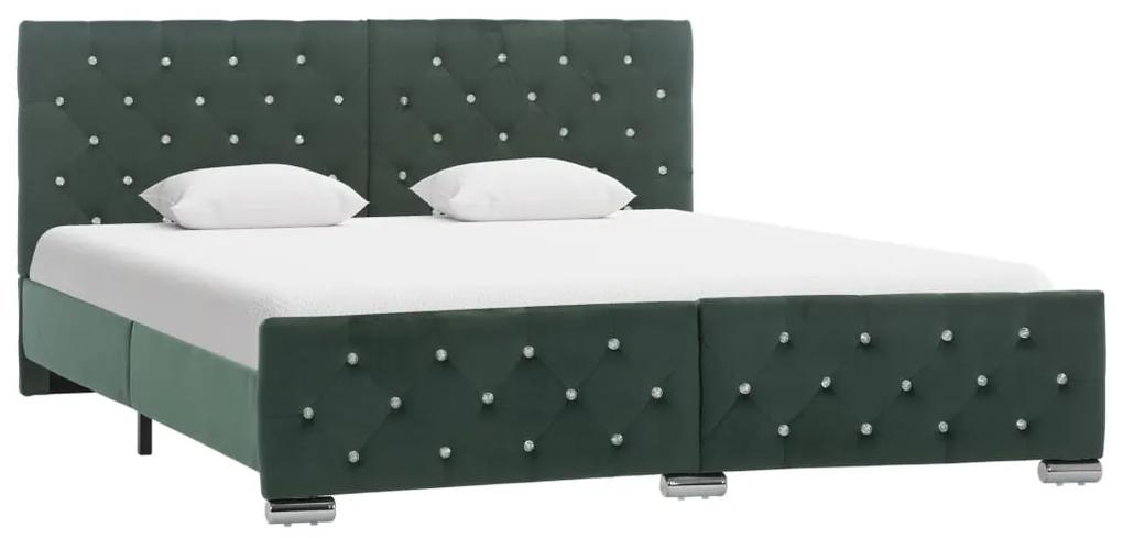 286815 vidaXL Cadru de pat, verde închis, 160 x 200 cm, material textil