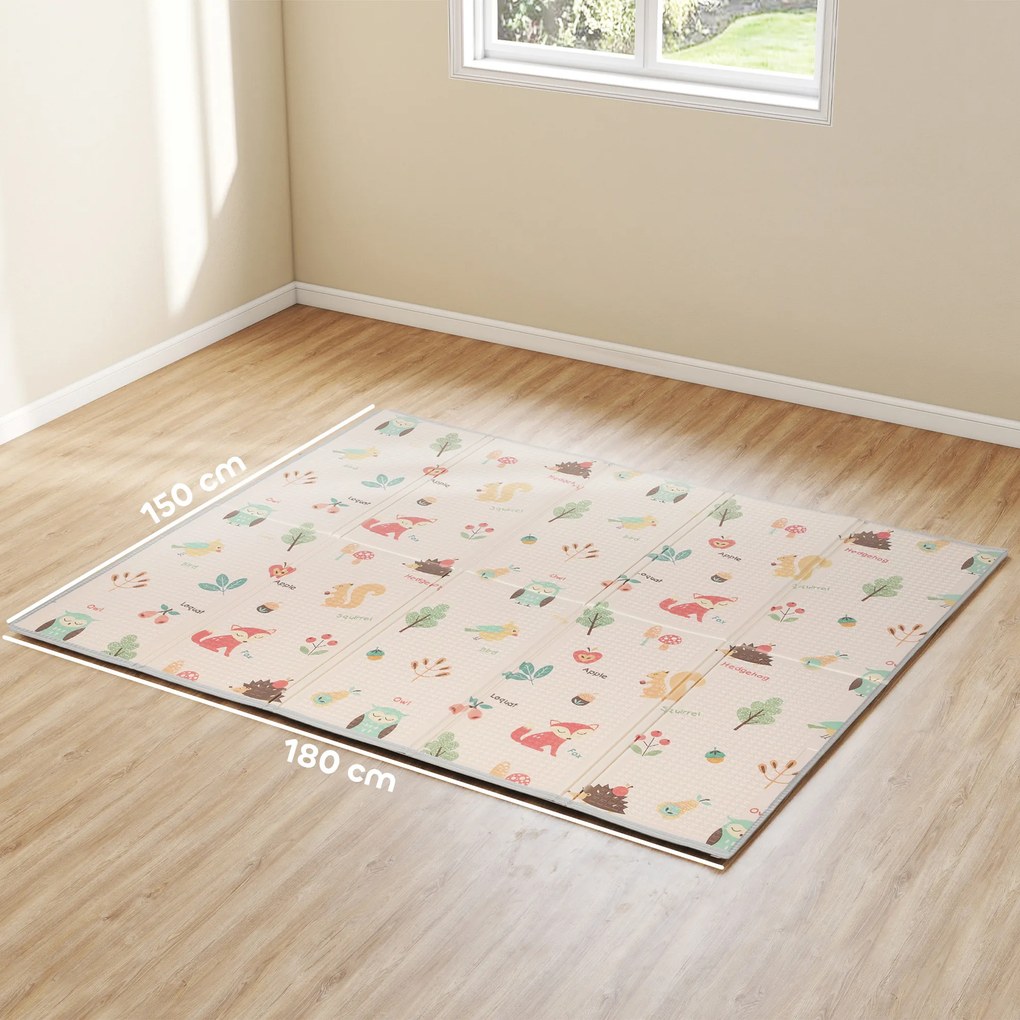 AIYAPLAY Covoraș pentru Copii 0-3 Ani cu Numere și Litere, Suprafață Impermeabilă, din XPE Multicolor, 176.5x148x1 cm | Aosom Romania