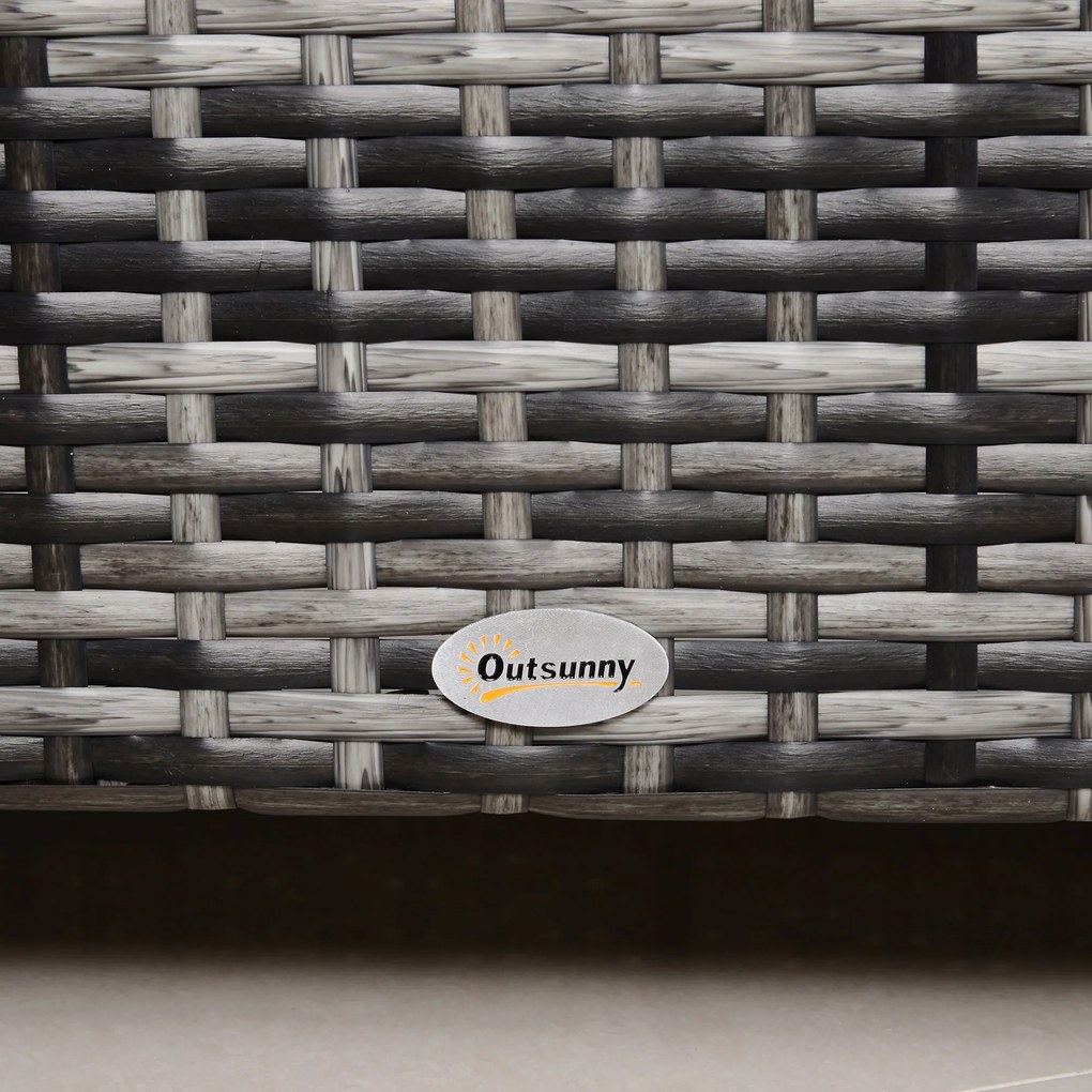Outsunny Măsuță de grădină blat din sticlă securizată 5 mm ratan împletit 85 x 50 x 39 cm Max. 70 kg gri | Aosom Romania