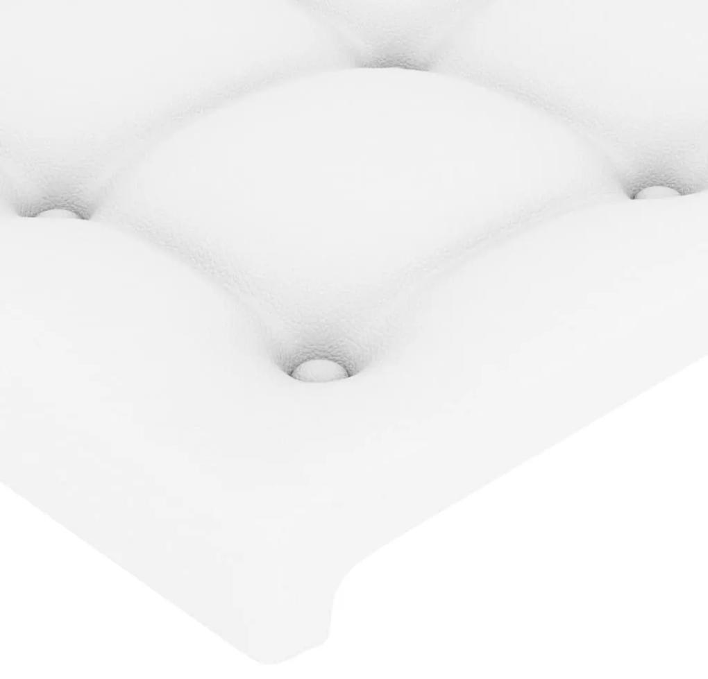 Tablie de pat cu LED, alb, 200x5x78 88 cm, piele ecologica 1, Alb, 200 x 5 x 78 88 cm