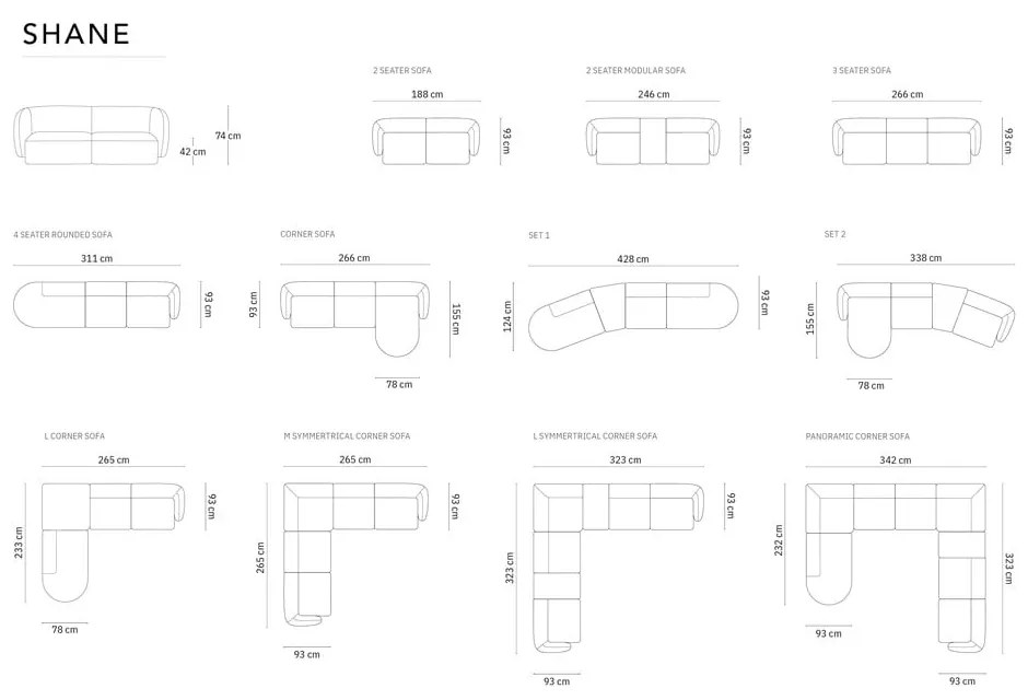 Canapea bej 184 cm Shane – Micadoni Home