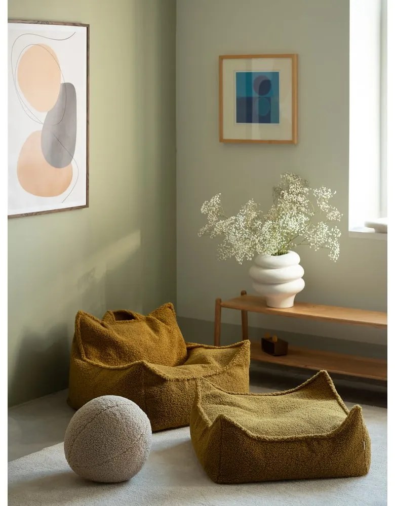 Fotoliu puf pentru copii maro cu tapițerie din țesătură bouclé Chair – Wigiwama