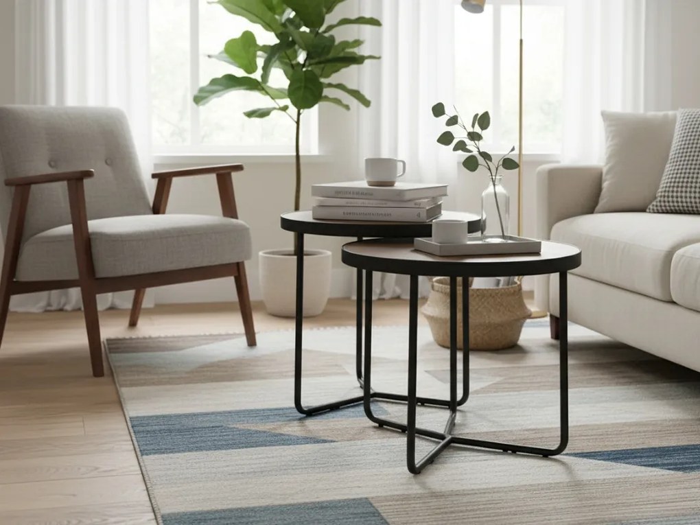 Mese de colt PENELOPE set 2 buc Ø 50 cm, decor nuc