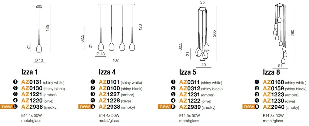 Lustra moderna Izza 5 fumurie ZZ AZ2939