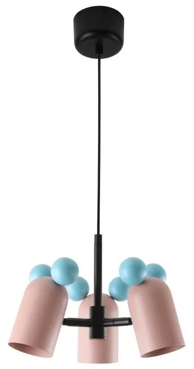 Lustră pentru copii albastru-deschis/roz cu abajur din metal ø 30 cm Mouse II – GTV