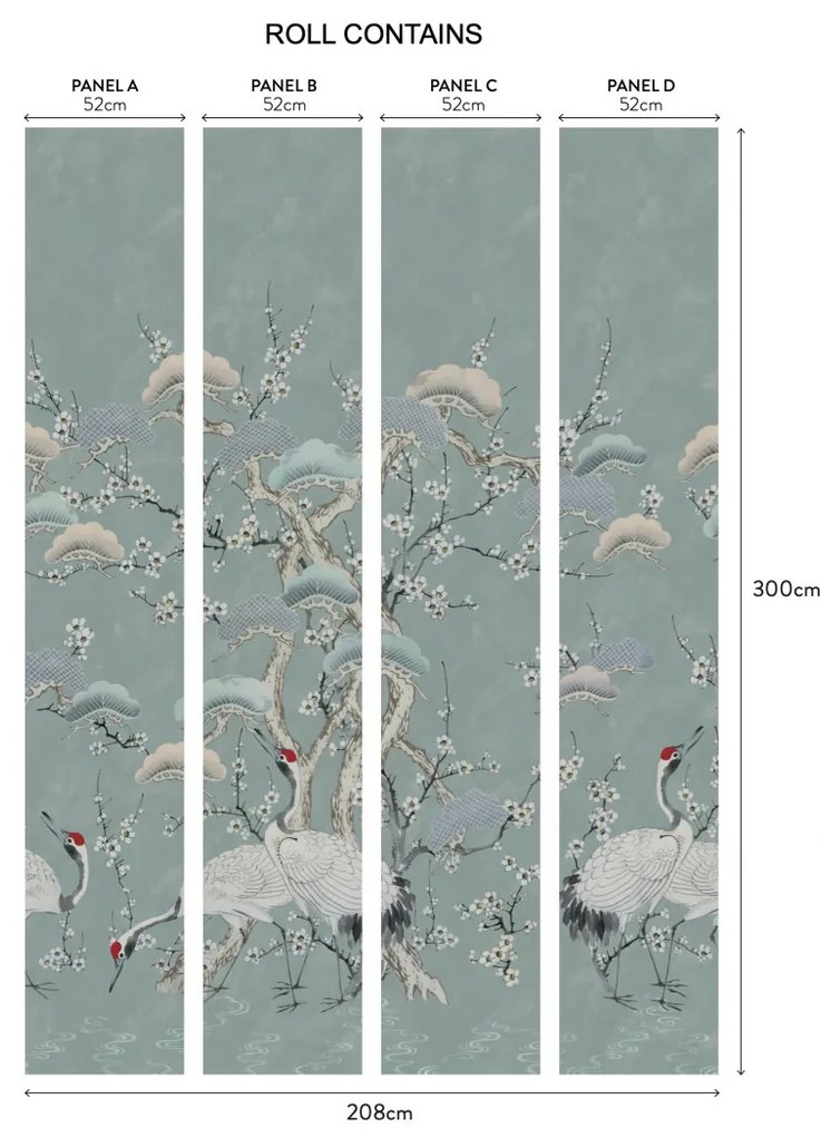 Tapet Kyoto Blossom, Mist Blue Wall, 1838 Wallcoverings, 6.53mp / rola