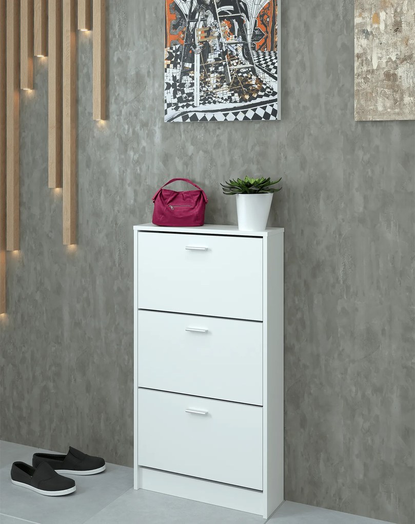 Dulap pantofi, 3 rafturi, alb, MOBI 13