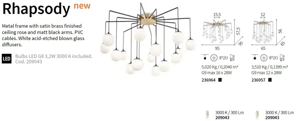 Lustra moderna cu 12 brate design decorativ Rhapsody SP12 236957 IDL