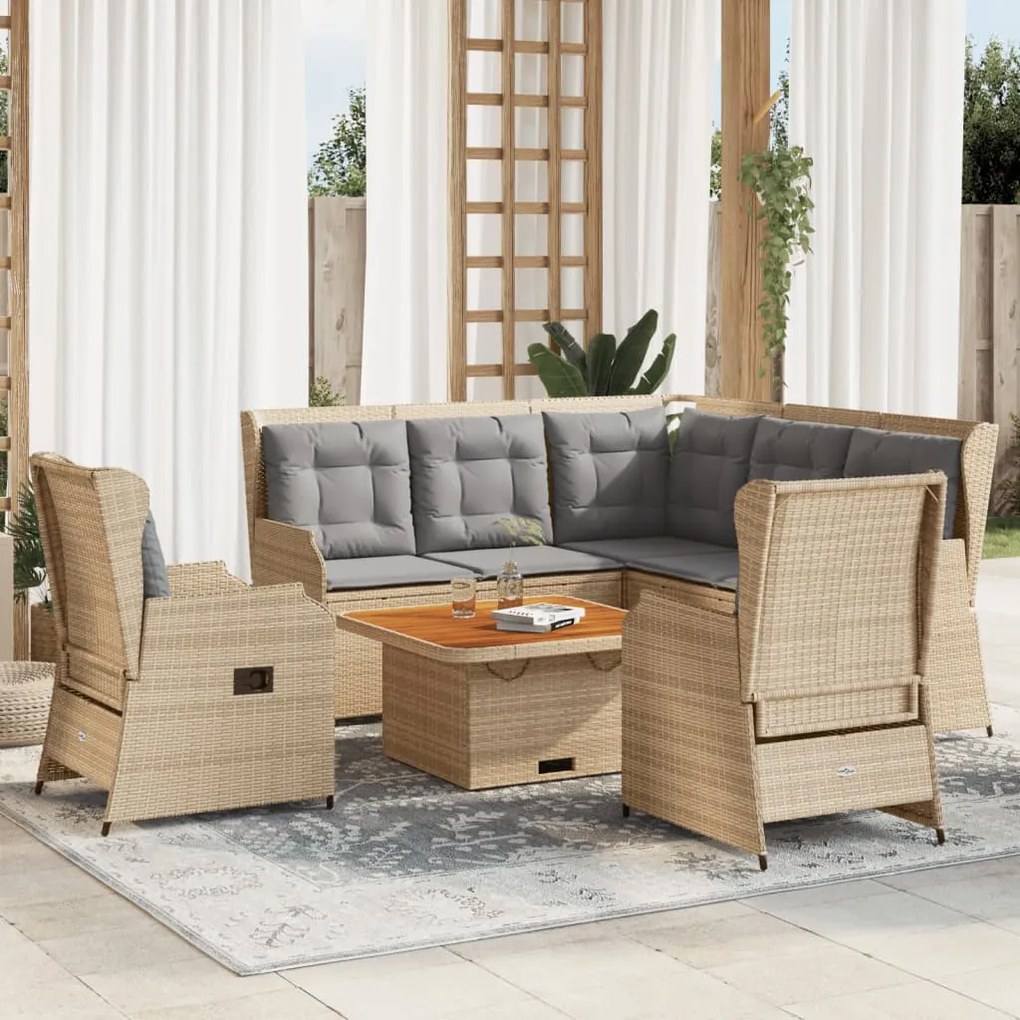 3262152 vidaXL Set mobilier de grădină cu perne, 5 piese, bej, poliratan