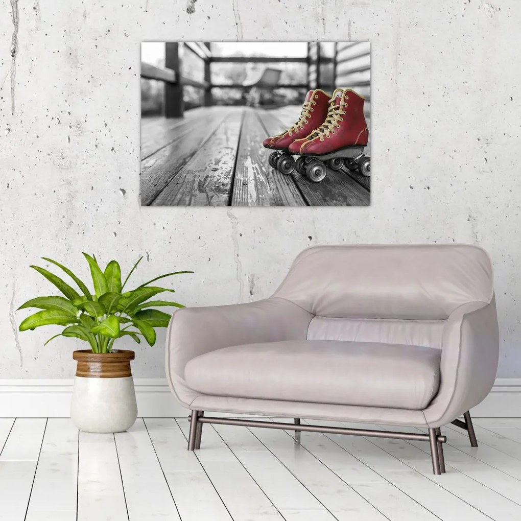 Tablou cu pantofi cu role vechi roșii (70x50 cm)