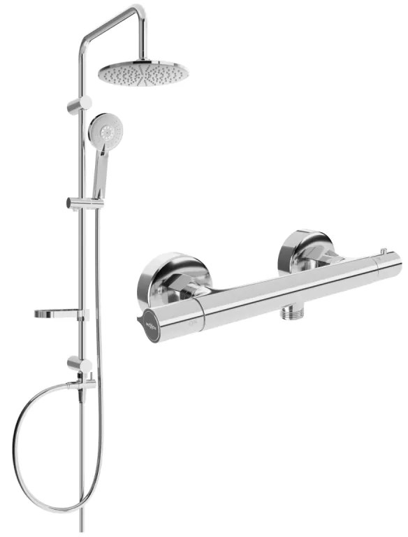 Mexen Slim Carl set de duș pe perete cu duș de ploaie și baterie de duș termostatică, crom - 77105240-00