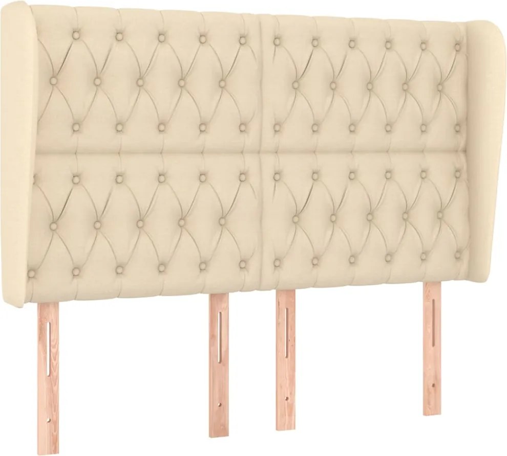 vidaXL Tăblie de pat cu aripioare, crem, 163x23x118/128 cm, textil