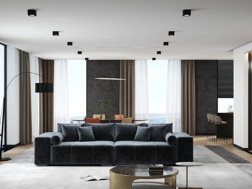 Canapea extensibilă dumonde cu ladă de depozitare si sezut confortabil din spuma high-density, Marbela Euphoria Grafit XXL 295x100 cm