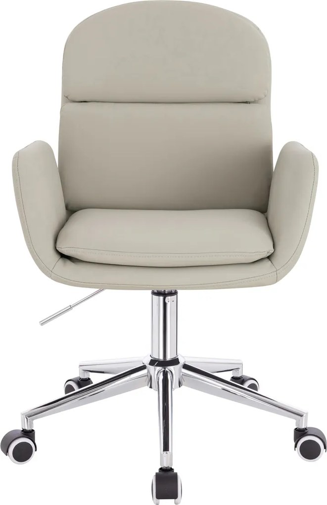 HR480K Scaun Ecru Piele Ecologica Premium Soft cu Bază Cromata