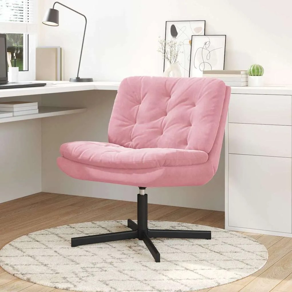vidaXL Scaun Relaxant Rotativ cu pernă Roz 63 x 75 x 76 cm Catifea