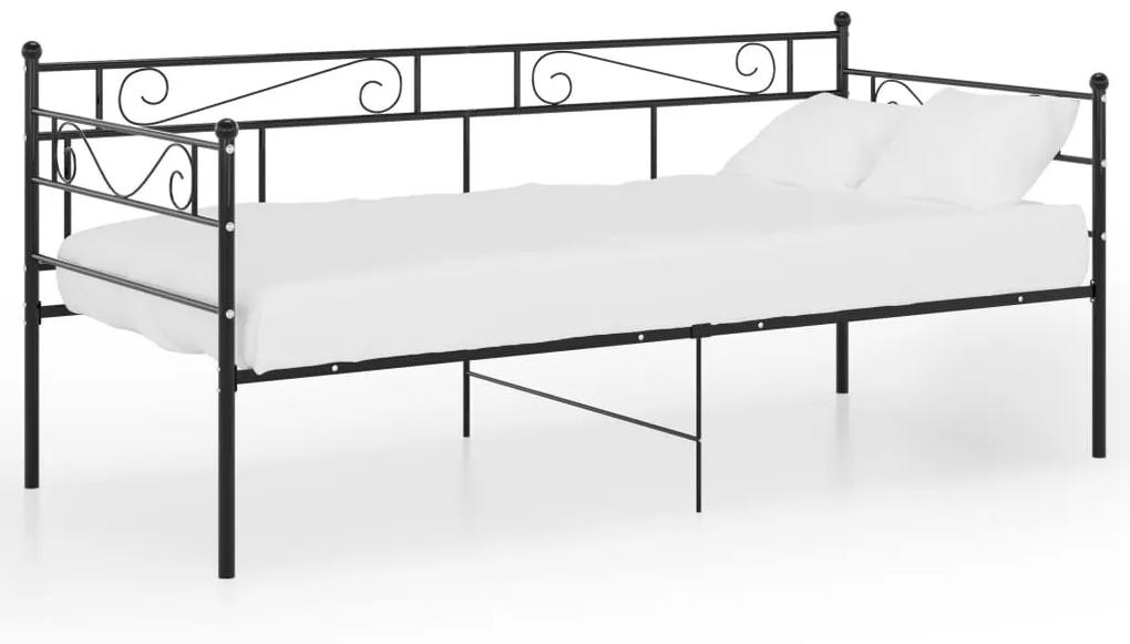 324767 vidaXL Cadru de pat canapea, negru, 90x200 cm, metal
