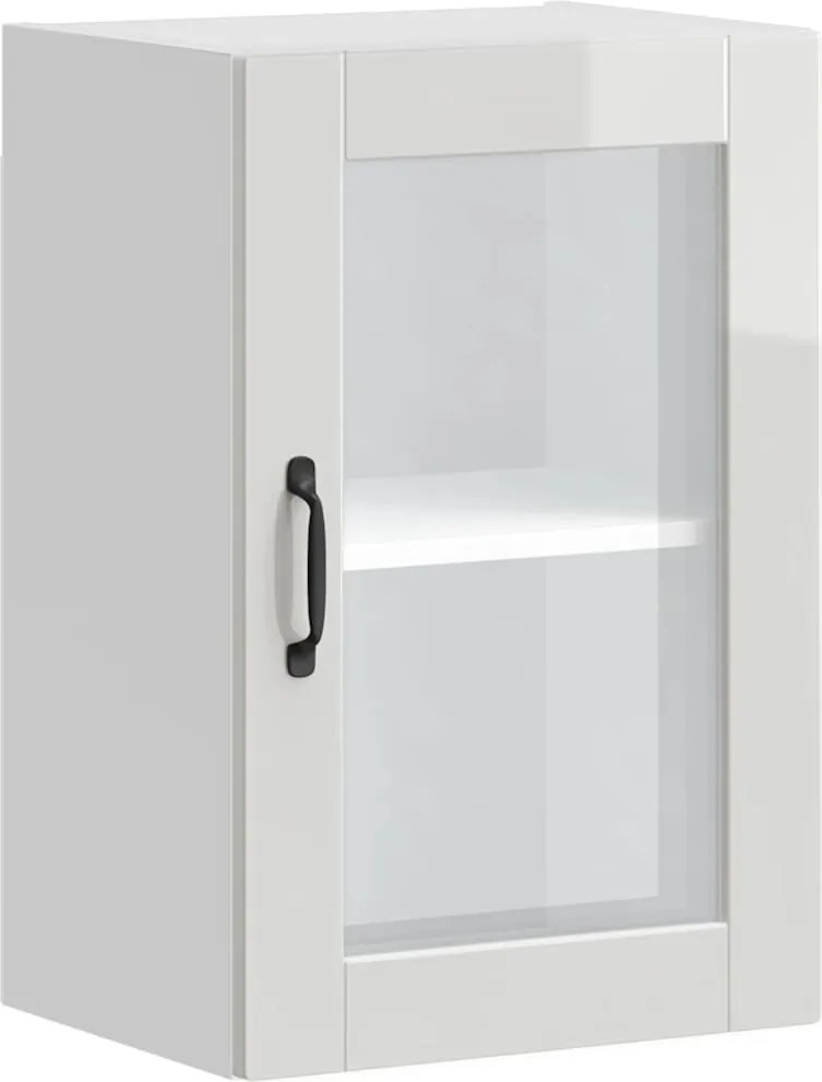 vidaXL Dulap de bucătărie cu ușă din sticlă „Porto” alb lucios