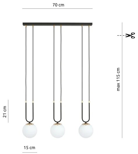 Lustră pe cablu GLAM 3xE14/10W/230V negru